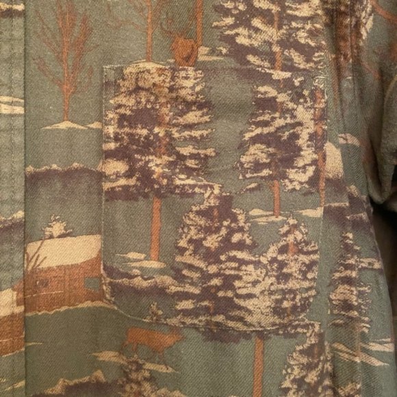 Men Eddie Bauer L flannel relaxed  fit fall autumn camouflage buttoned shirt - Picture 6 of 9